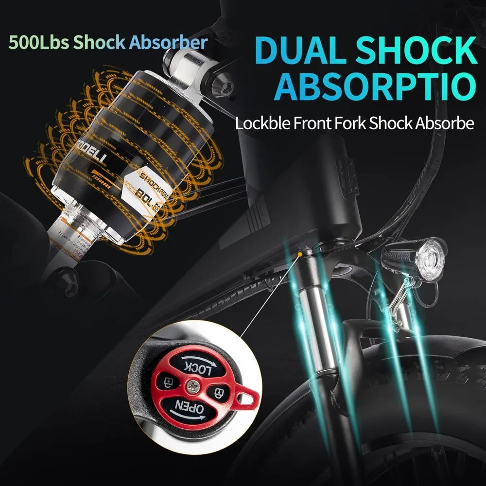 Folding Electric Bike for Adults, 1500W 30MPH, 50 Miles/70 Miles, 48V 15Ah Battery, Fat Tire City Commuter EBike