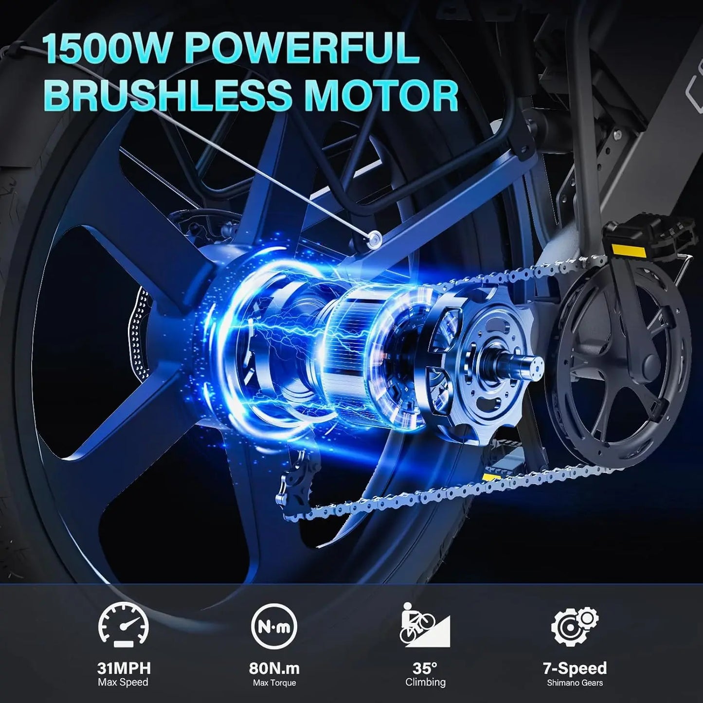 COSWHEEL Electric Bike for adult 1500W 26Inch Electric Off Road Mountain Bike Fat tires 48V 25AH hydraulic brake ebike bicycle