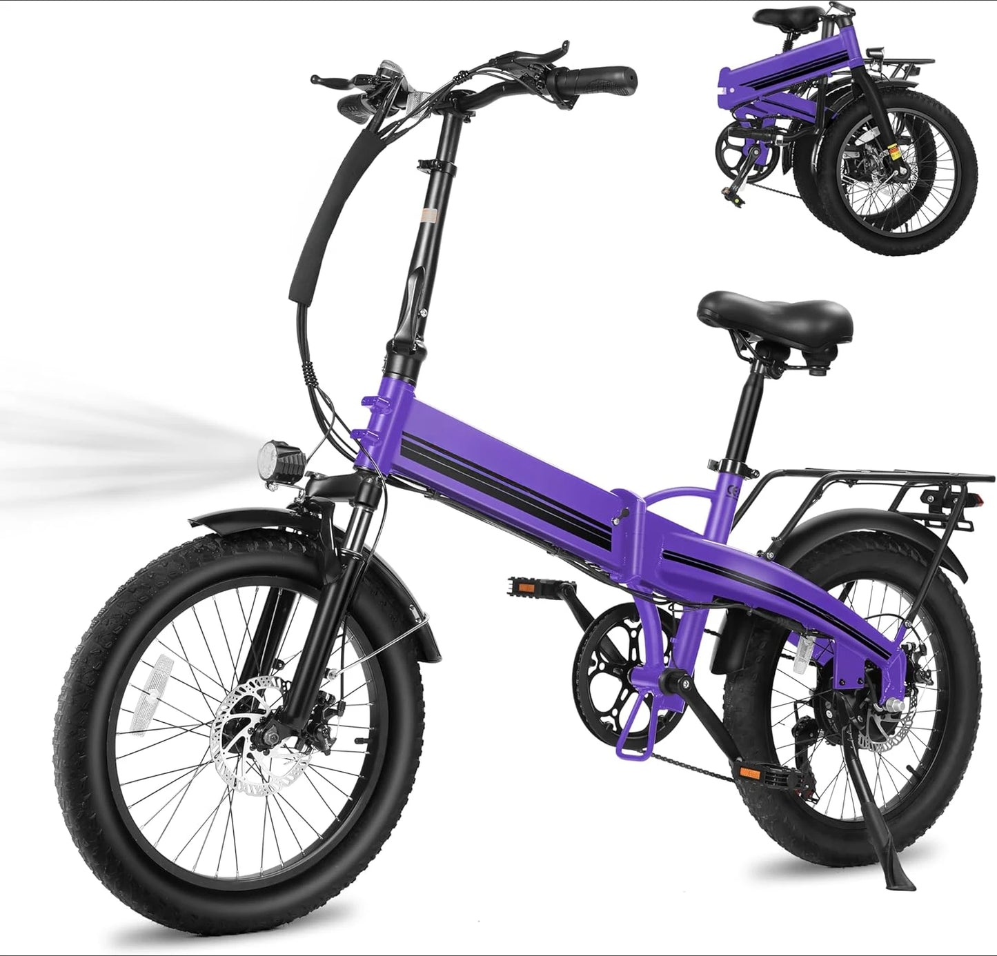 Electric Bike Peak 1000W, 55Miles 28Mph Top Speed, 20" Fat Tire Folding Electric Bicycle, 48V 10.4Ah Removable Battery Ebike