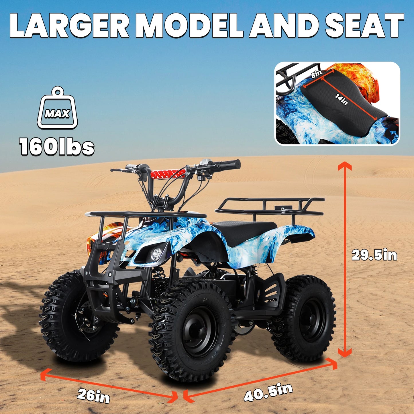 36V Electric ATV Dirt Quad Electric Four-Wheeled ATV with 500W Brushless Powerful Motor Off-Road Vehicle Electric Kids ATV Ride