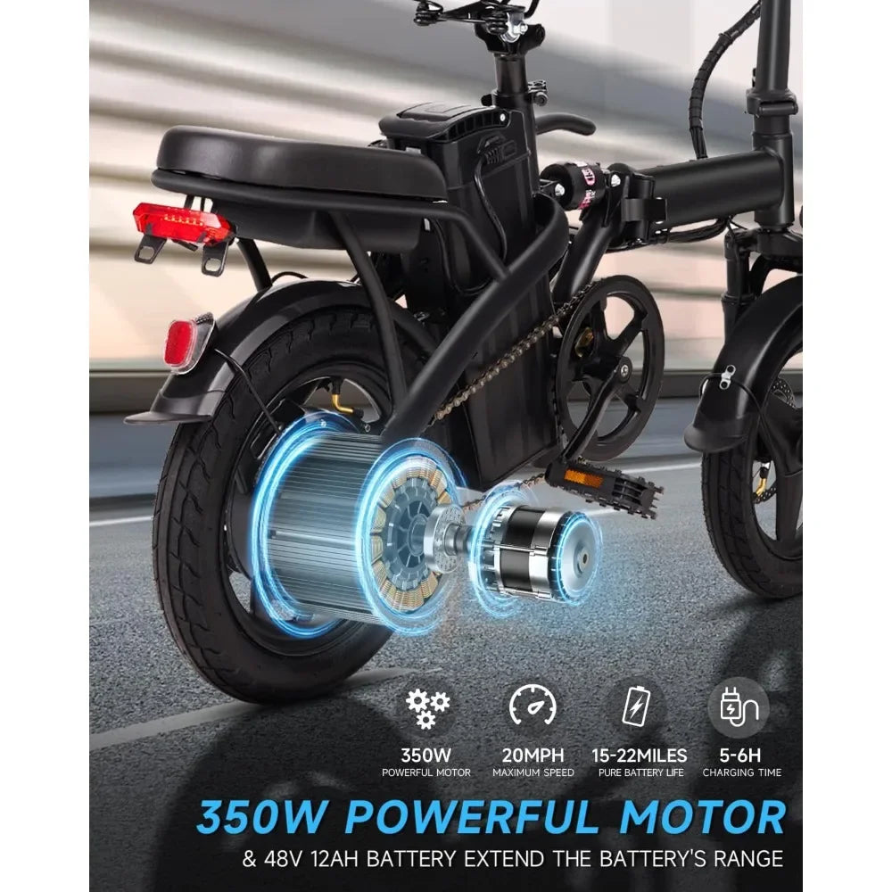 Folding Ebike,Electric Bicycle with Removable Battery,Electric Bike for Adult,20MPH Commuting Electric Bike,Brushless Gear Motor
