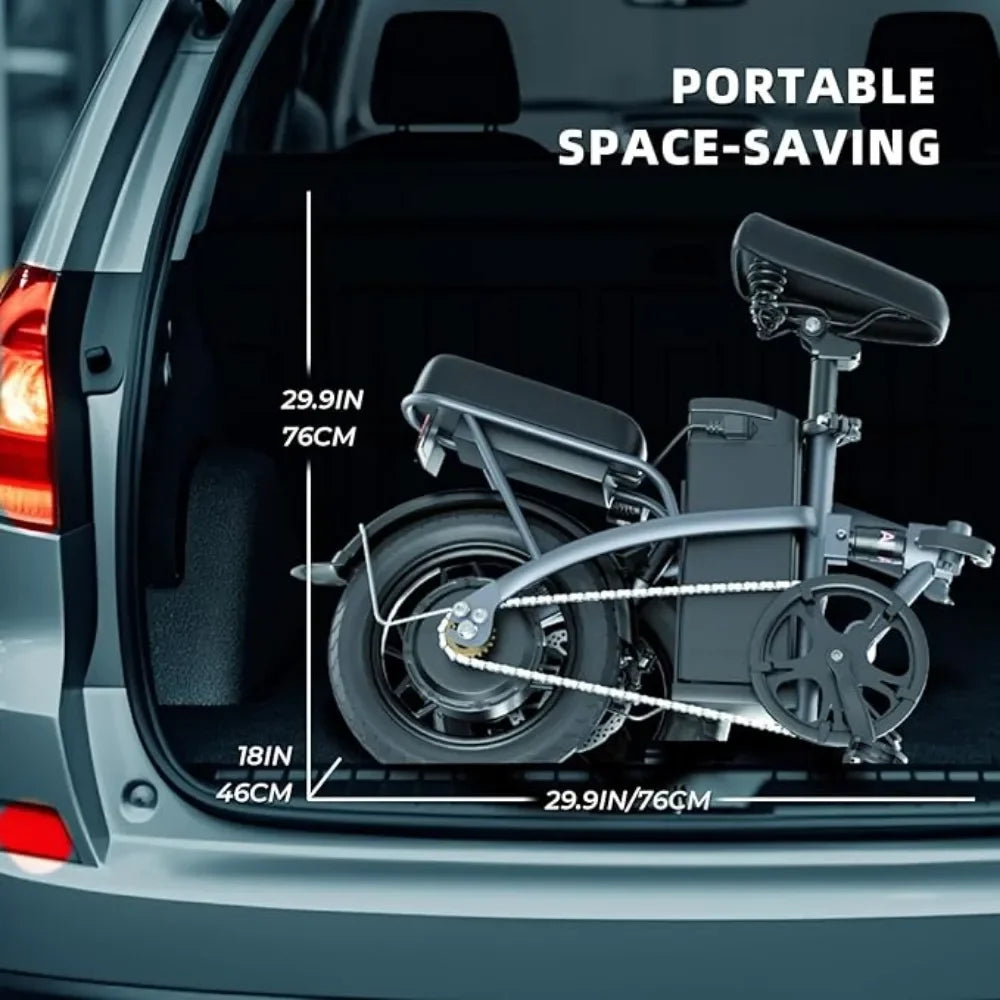 14” Tire 22Mph 400W (Peak 600W) Motor Mini Small Ebike and Multi-Shock Absorption Adjustable,Folding Electric Bikes for Adults