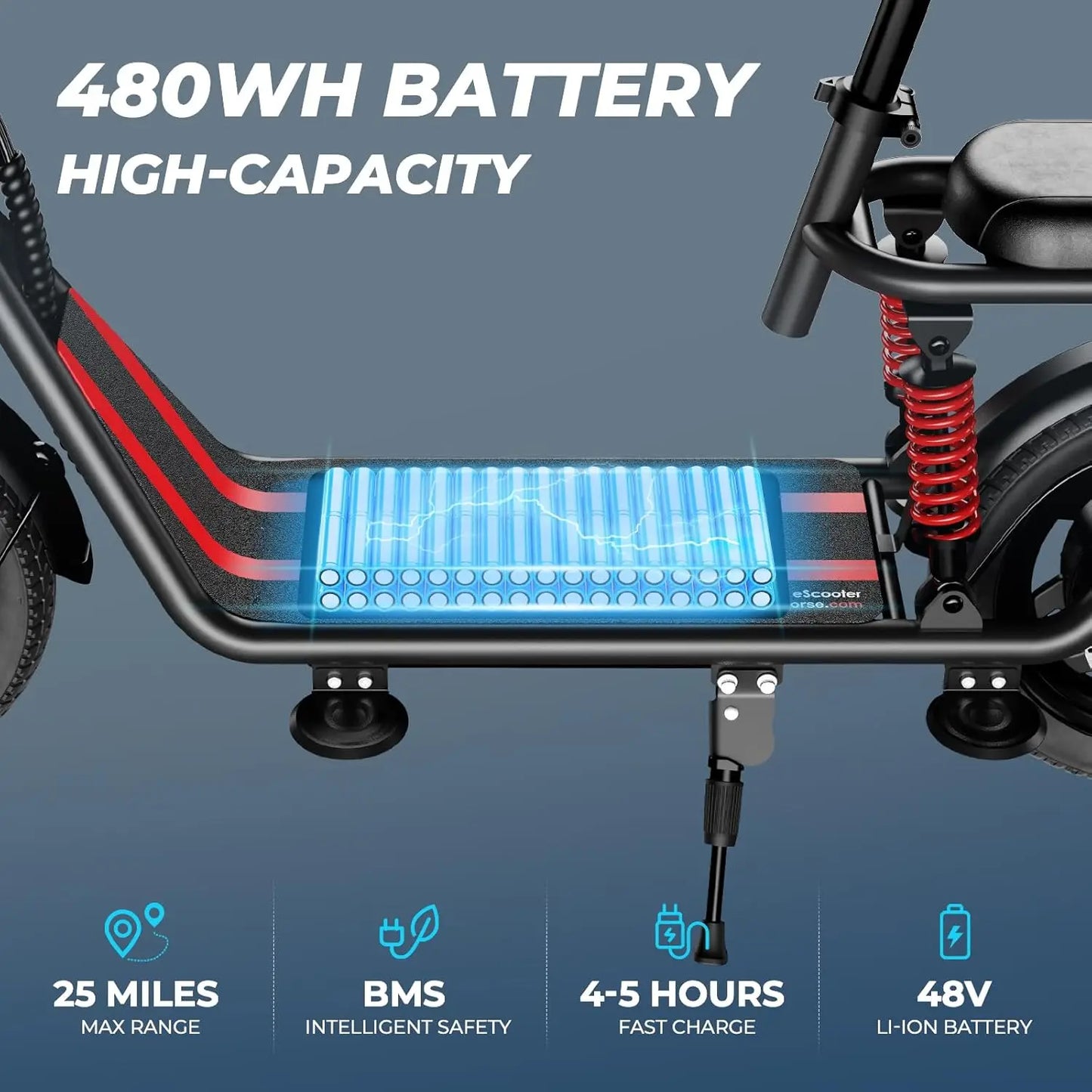 500w48v adult electric scooter, equipped with 14 inch tires  can travel 25 miles 20 MPH dual brakes, city commuting  shopping ba