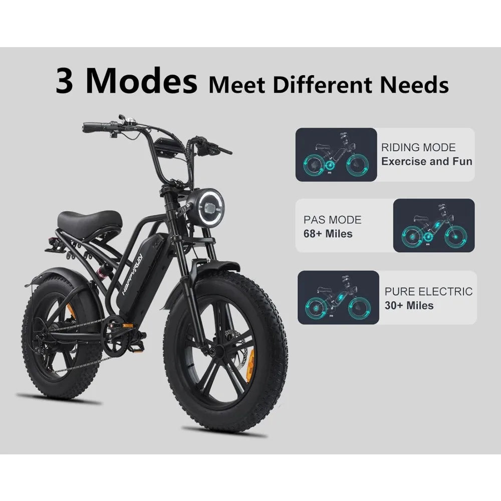 1500W Moped Style Electric Bike | Adult eBikes - 48V 18Ah Removable Battery，32MPH Top Speed - All Terrain Fat Tire Electric Bike