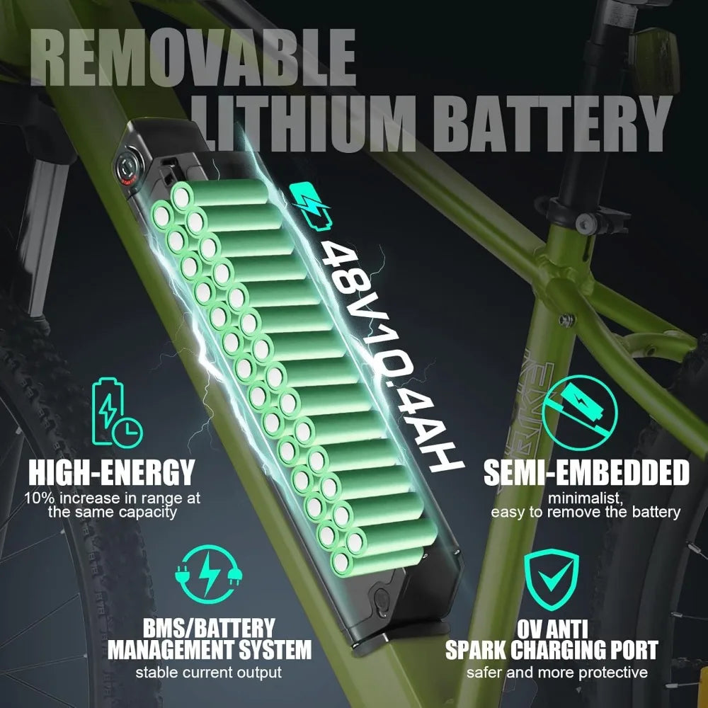 Electric Bike for Adults, 350W/500W Ebike[Peak 500W/750W], 374WH/499WH Battery, Up to 55 Miles, 26/27.5" Electric Mountain Bike