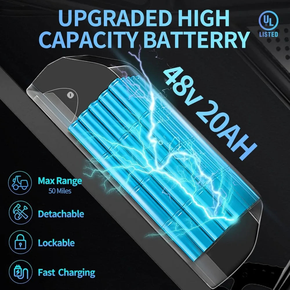 Electric Bike for Adults1500W (peak),removable 48V 20 Ah Battery Ebike,  7-Speed 20" Fat Tire Dirt Bike