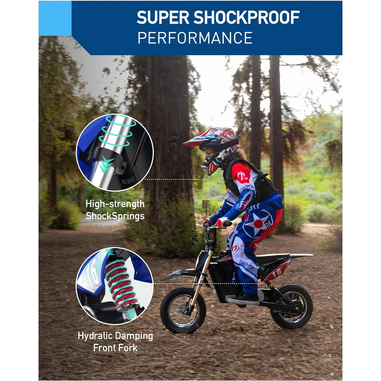 Hiboy 36V&300W Electric Motorcycle - Up to 15.5MPH & 13.7 Miles Long-Range, 3-Speed Modes Electric Dirt Bike for Kids Ages 3-10