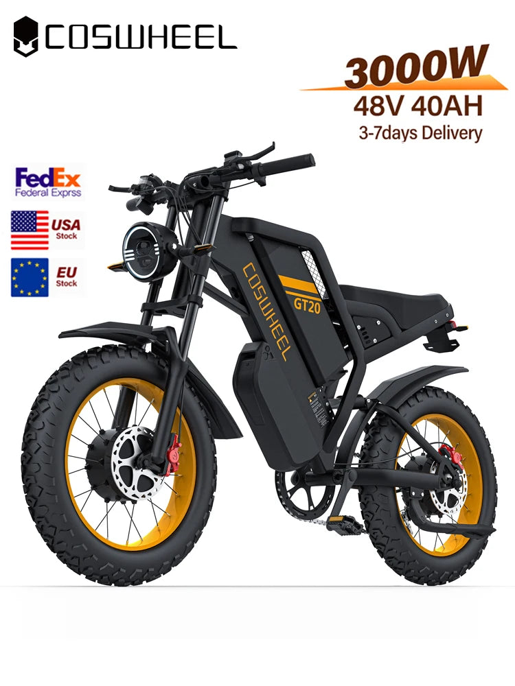 Coswheel GT20 Pro 1500/3000W Electric bike 48V 25ah/40AH Mountain bikes Electric Off Road Bike Fat Tires Motorcycle Ebike