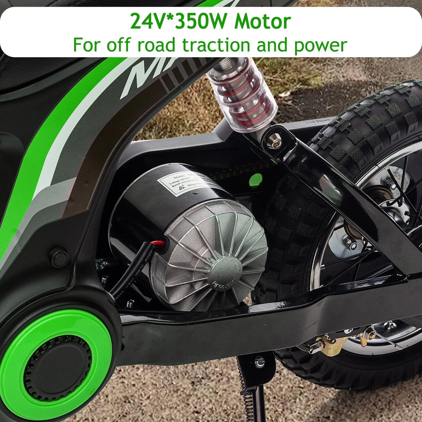 24V Kids Electric Dirt Bike 350W High-Torque Motorcycle For Ages 8-14,Up To 14.29 Mph,2-Speed Modes,Rear-Wheel Drive