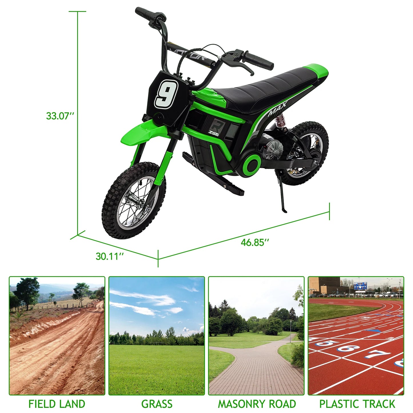 24V Kids Electric Dirt Bike 350W High-Torque Motorcycle For Ages 8-14,Up To 14.29 Mph,2-Speed Modes,Rear-Wheel Drive