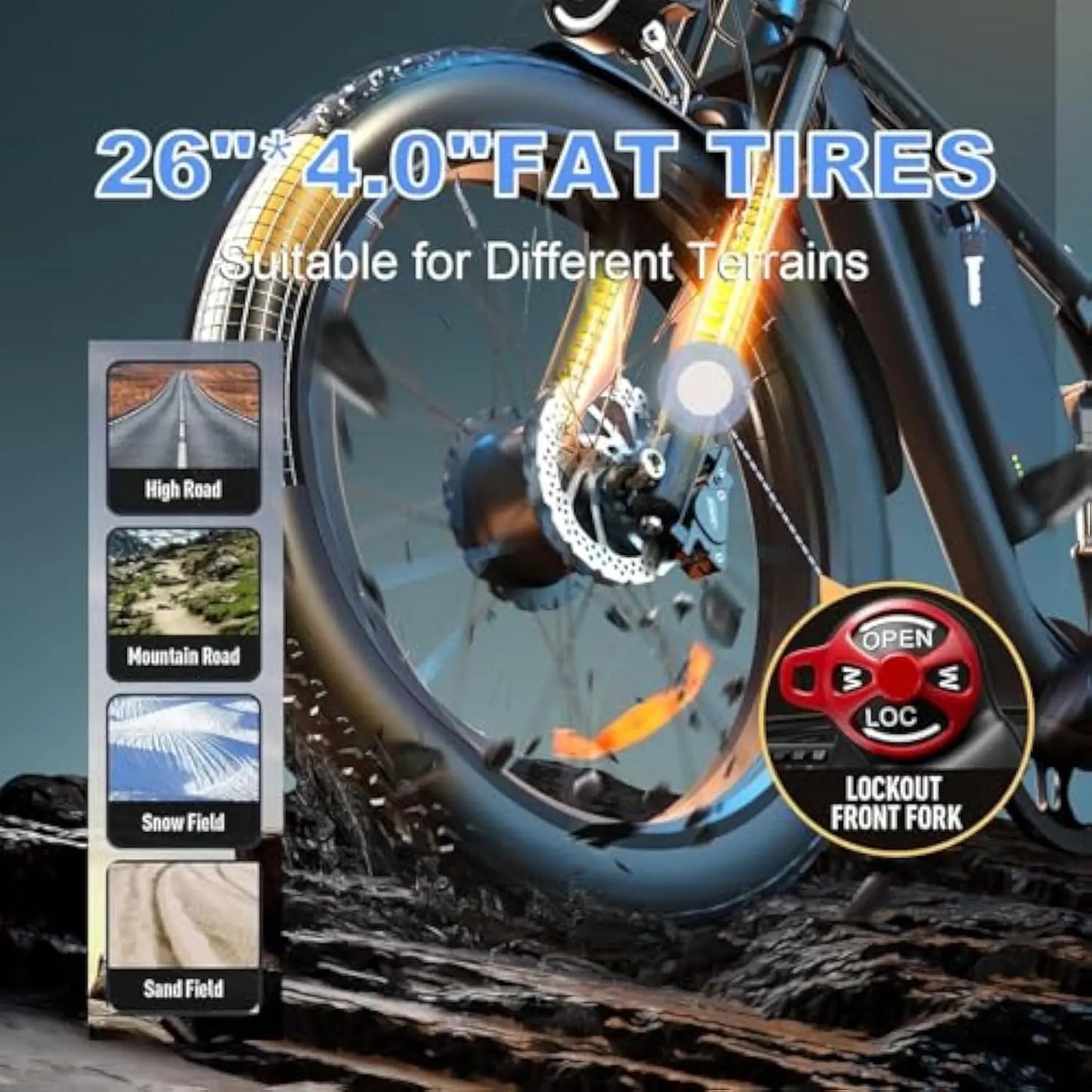 26 Electric Bike for Adults,Electric Mountain Bike,Peak 1500-3000W 768-1075WH,31/35 MPH,48V, 16/22.4AH Battery,All Terrain Off