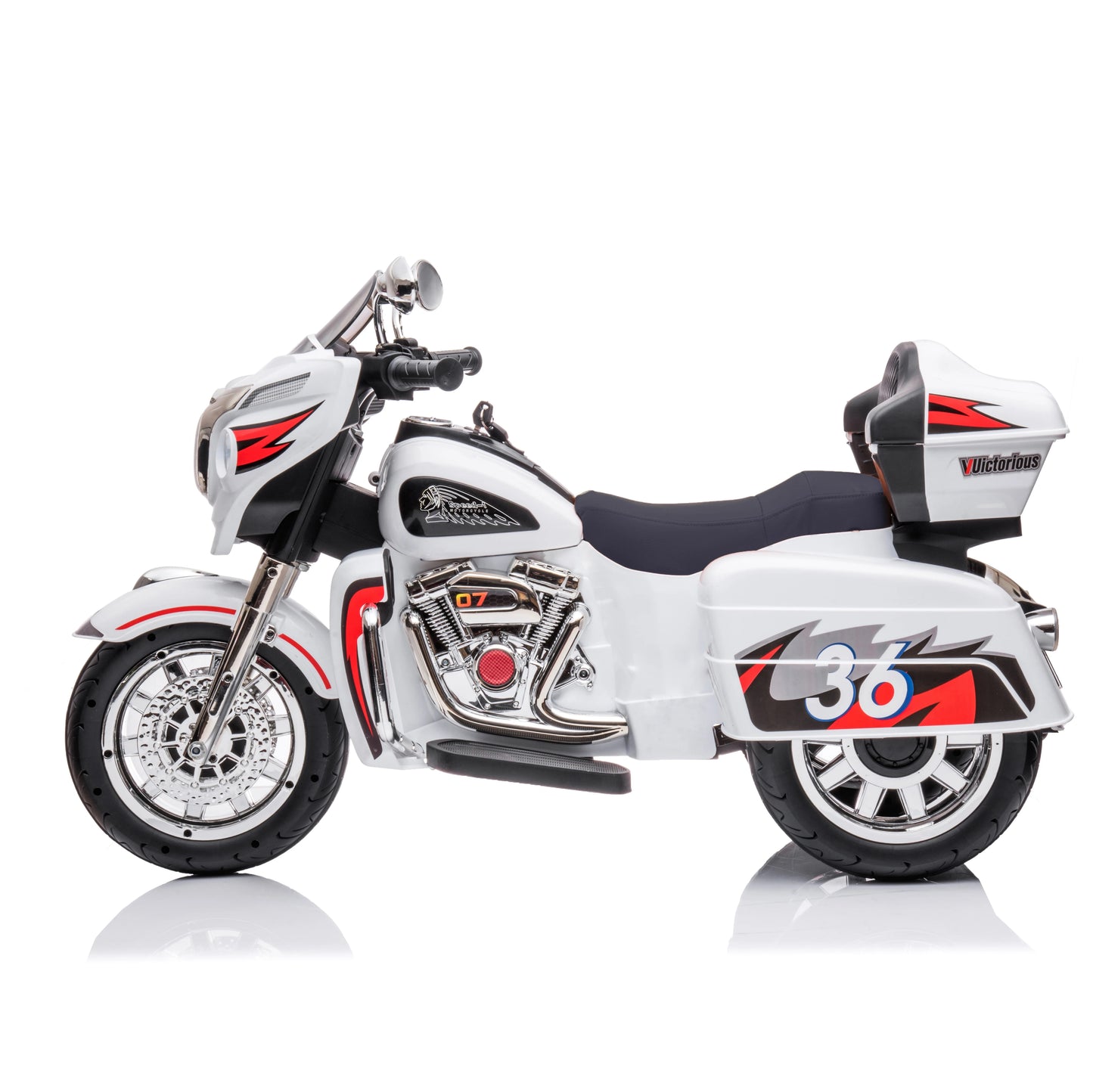 Kids Ride on motorcycle 12V Electric Motorbike for Kids with Key start /3 wheels Headlight/Storage Box/ two motor/ two seat