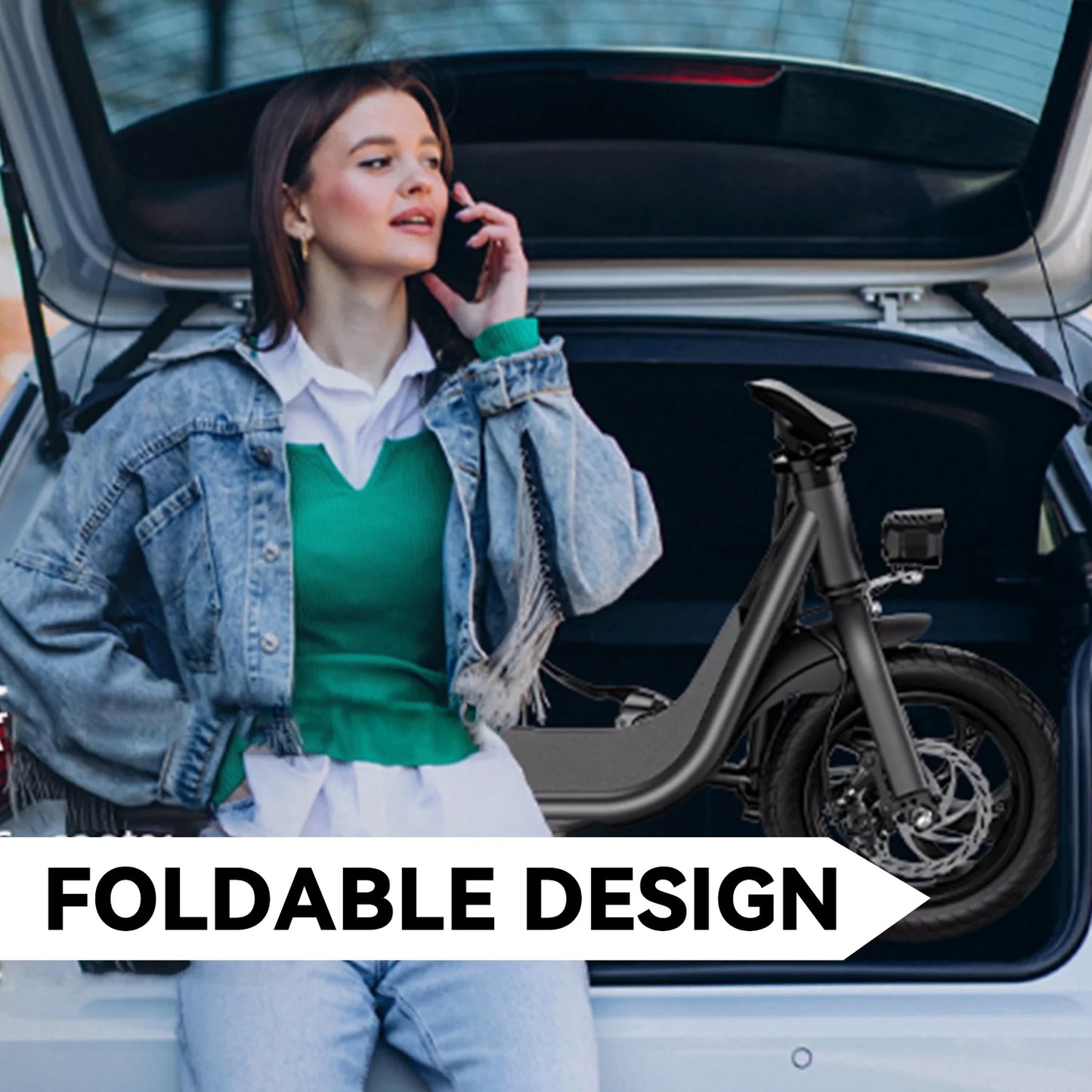 450W adult electric scooter, 18MPH with seat and shopping basket for pets, suitable for women's outdoor riding electric scooter