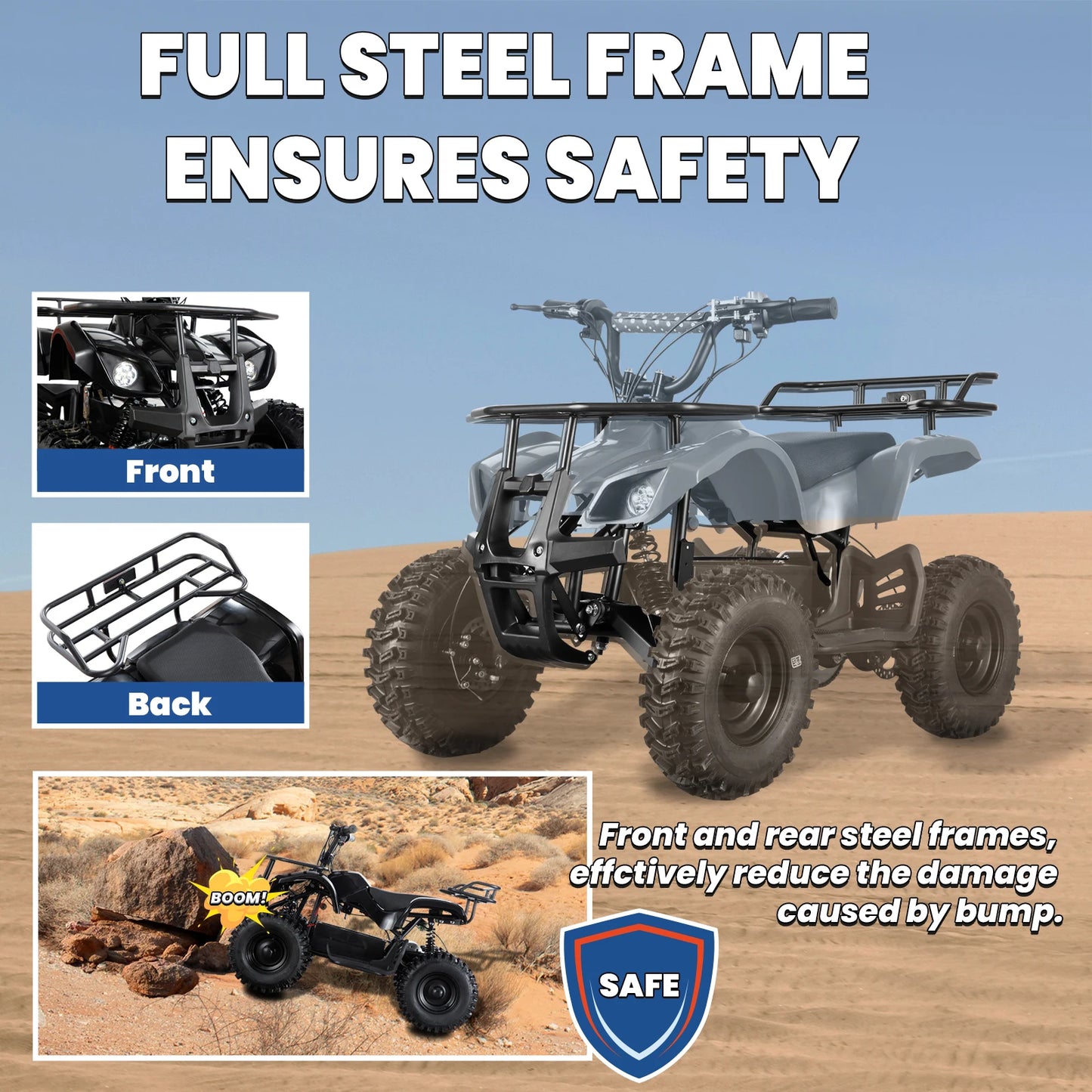 36V Electric ATV Dirt Quad Electric Four-Wheeled ATV with 500W Brushless Powerful Motor Off-Road Vehicle Electric Kids ATV Ride