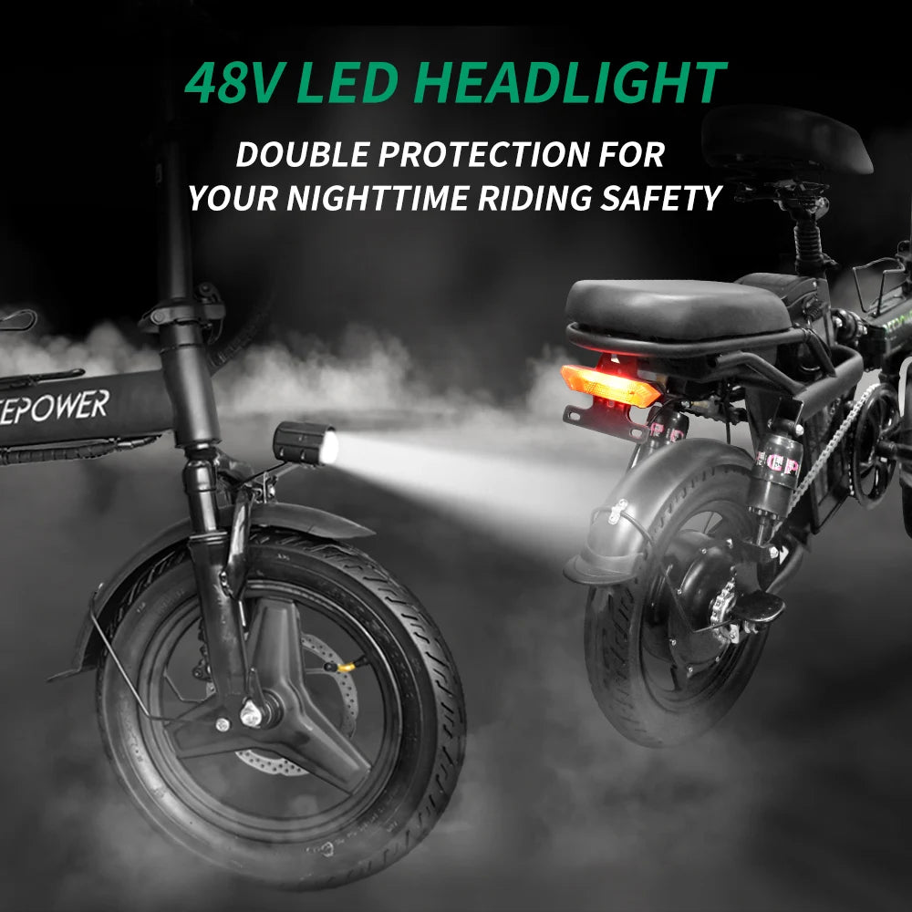 IDOTATA 48V 10Ah Foldable Electric Bike Throttle,400W Motor Electric Bicycle for Adults, Mini Ebike for Urban Commuter Man Woman