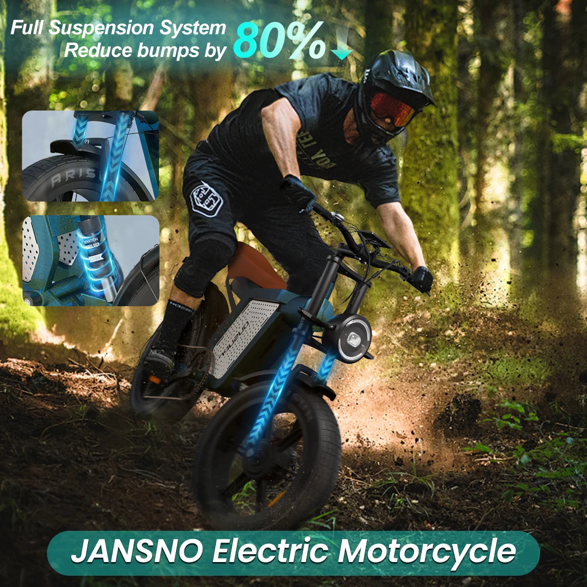 Jansno X60 Ebike Adult Electric Motorcycle Mountain Bikes 20Inch 48V1500W  Electric bike Fatbike Motorcycles Adult Drit bike