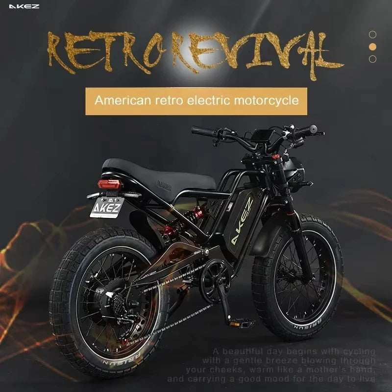 Electric Bicycle AKEZ 1500W Motor 52V25AH Battery adult E-bike Hydraulic Brake mountain Off-road 20*4.0 Inch Fat Electric Bike