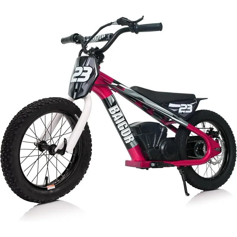 Electric Dirt Bike Kids Ages 6-12, 250W Motorcycle Up 5.5MPH 24V Detachable Battery 16'' Inflatable Tire Balance Bike(Pink)