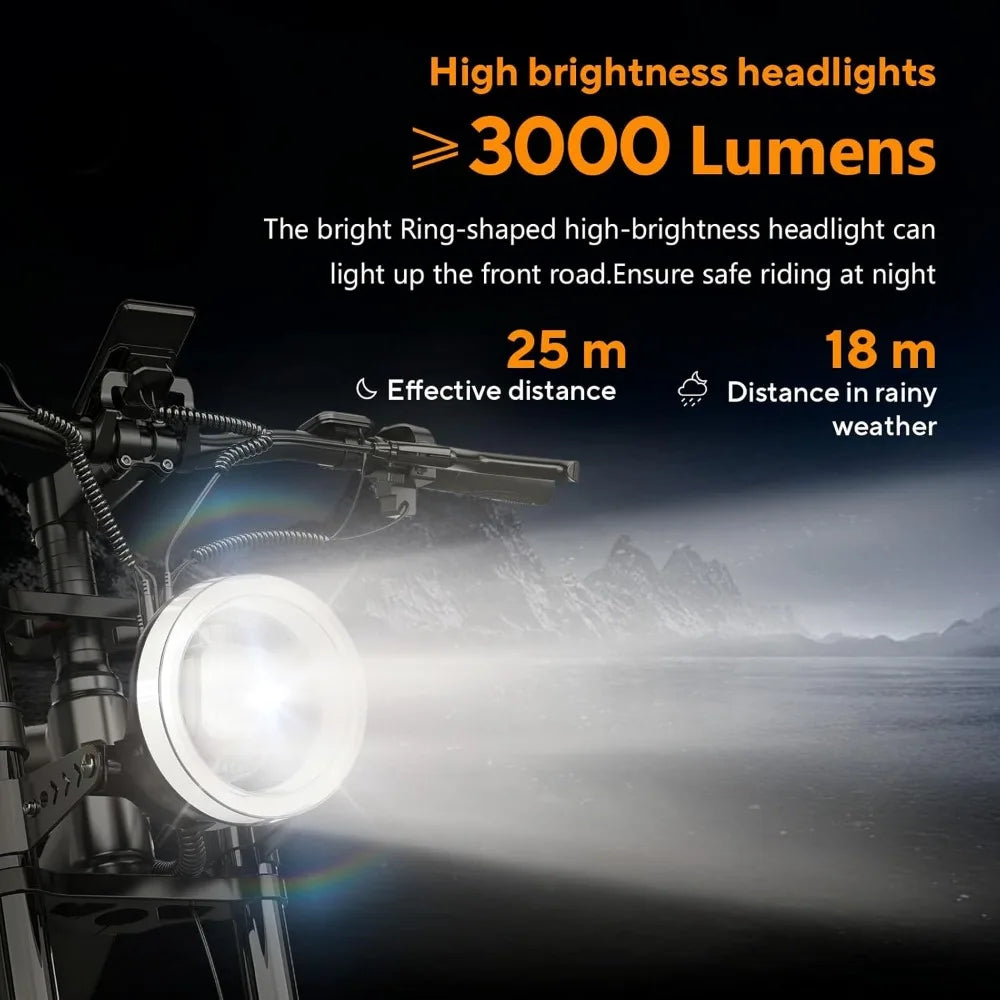 Electric Bike for Adults, 20 inch Fat Tire Ebike with Peak 1500W Motor 48V, 7 Speed Dirt Electric Motorcycle Bicycle