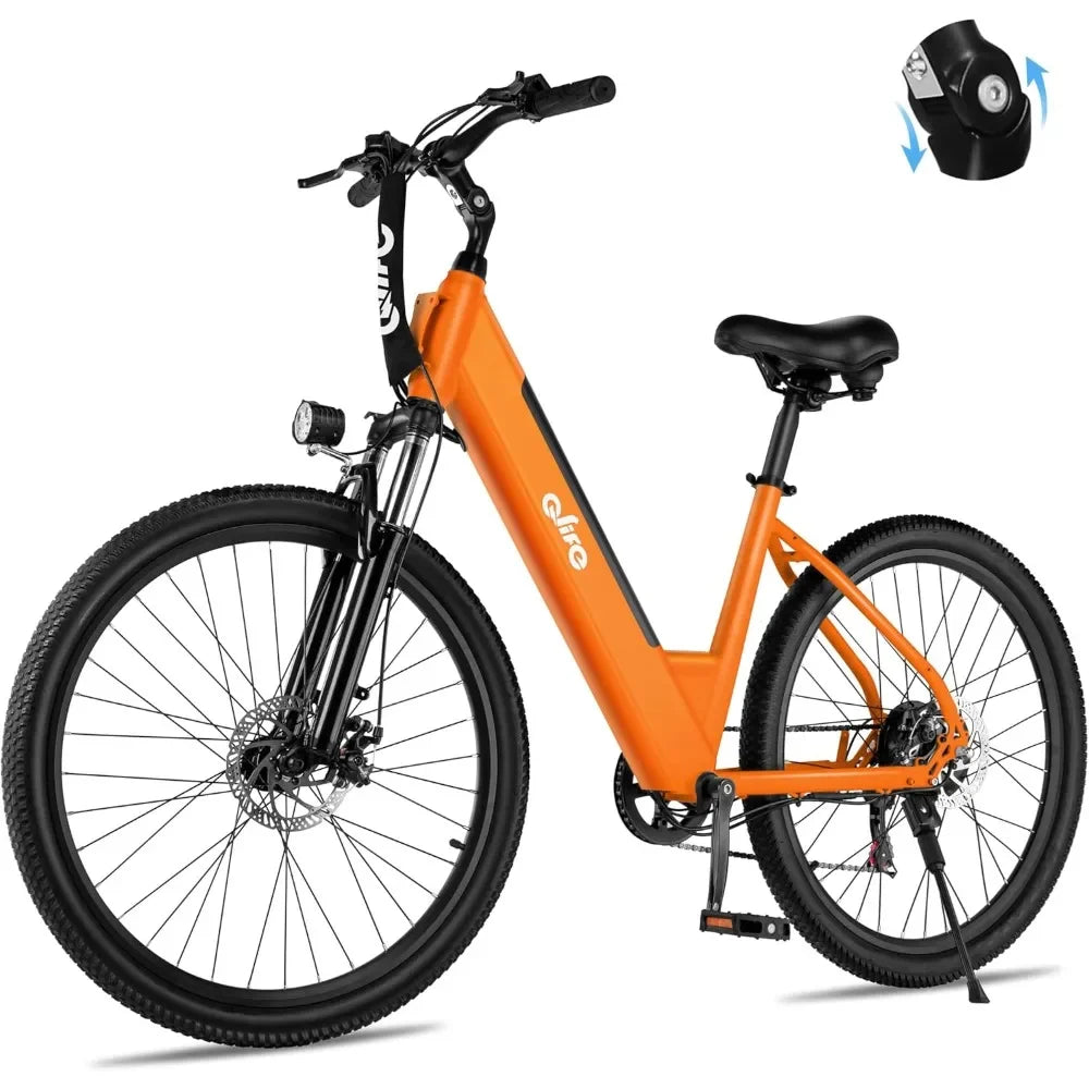 26" Step-Through 22MPH Ebike with 2.1" Tire,Peak 750W Motor Ebikes with 7 Speed, Electric Bike for Adults,Commuter E Bicycle
