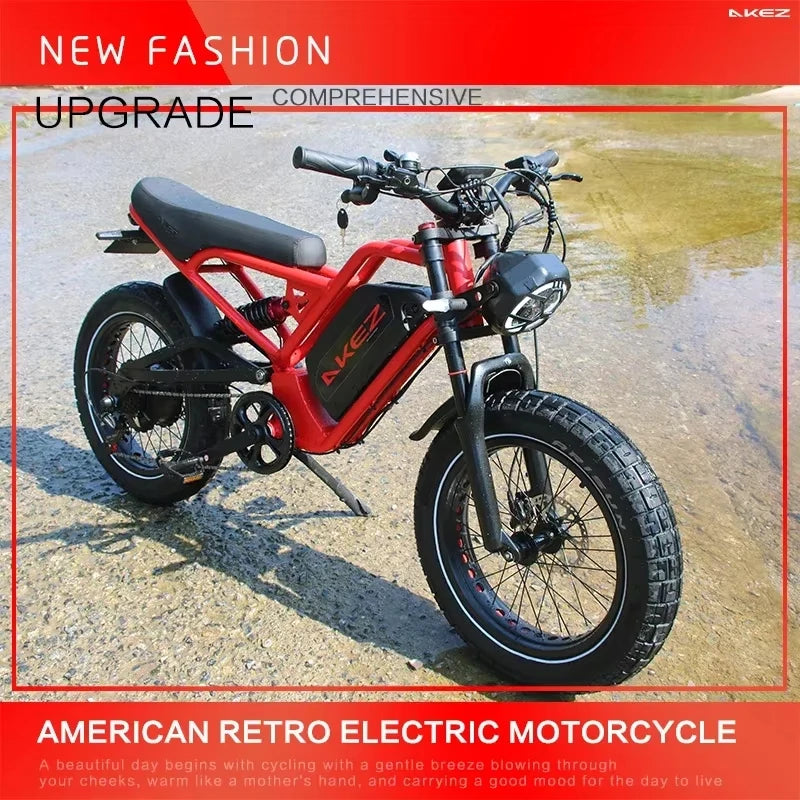 Electric Bicycle AKEZ 1500W Motor 52V25AH Battery adult E-bike Hydraulic Brake mountain Off-road 20*4.0 Inch Fat Electric Bike