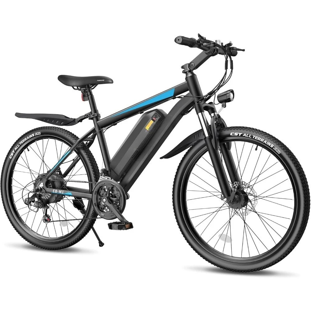 Electric Bike,50Miles 21.7MPH,48V 374.4WH Battery, Commuter E Bike with Adjustable Stem, Fenders, 21 Speed