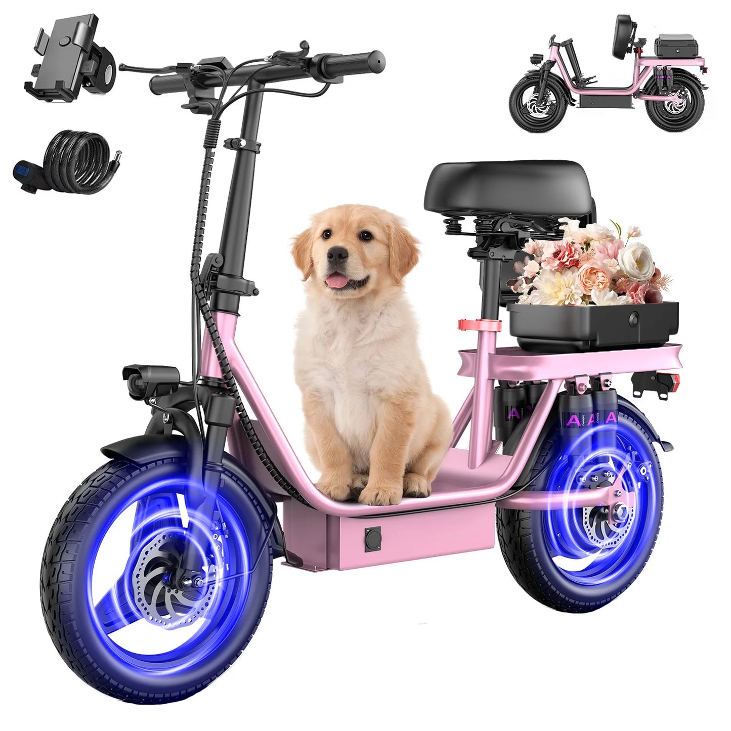 Electric Scooter for Adults, 700W Peak Motor, 48V 15Ah Battery,300lbs Max Load,Foldable Commuting Scooter with Adjustable Seat