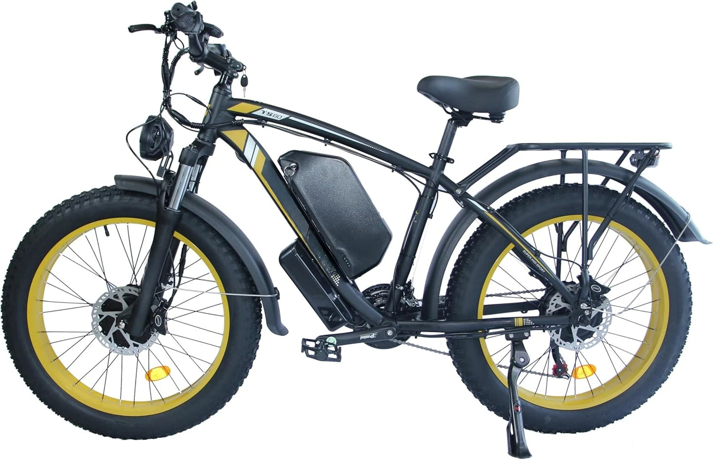 Electric Bike, 38MPH 80Miles Electric Mountain Bike, 24" Fat Tire Electric Bicycle with 60V 25AH Battery, 7 Speed, 3000W Ebike