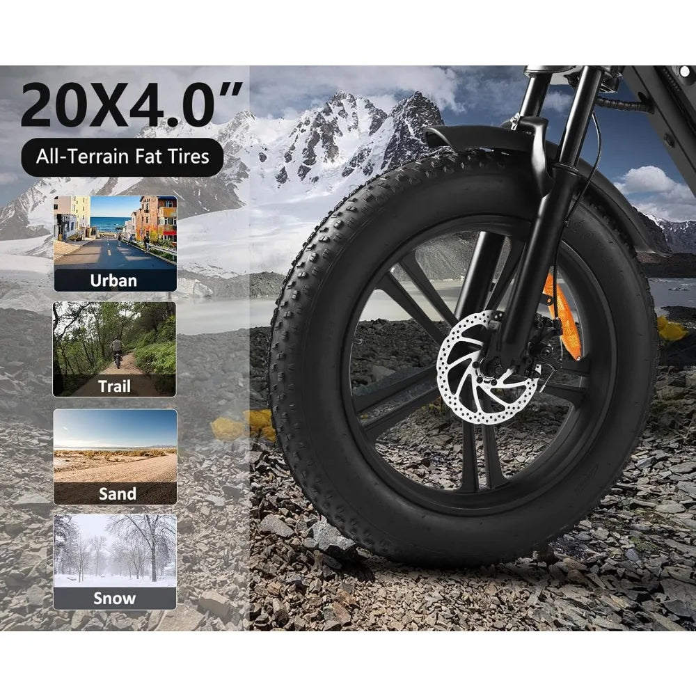 1500W Moped Style Electric Bike | Adult eBikes - 48V 18Ah Removable Battery，32MPH Top Speed - All Terrain Fat Tire Electric Bike