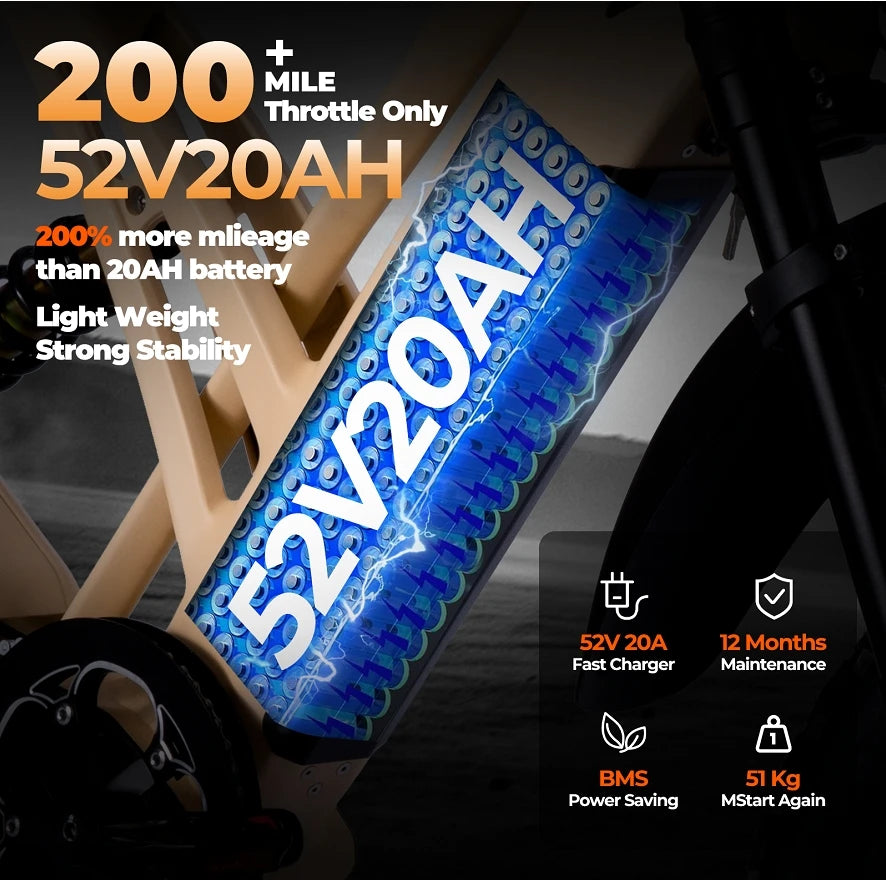 1000W mountain adult electric bicycle 48V20AH motorcycle style electric bicycle 20 inch dual oil disc off-road electric bicycle