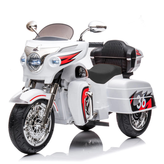 Kids Ride on motorcycle 12V Electric Motorbike for Kids with Key start /3 wheels Headlight/Storage Box/ two motor/ two seat