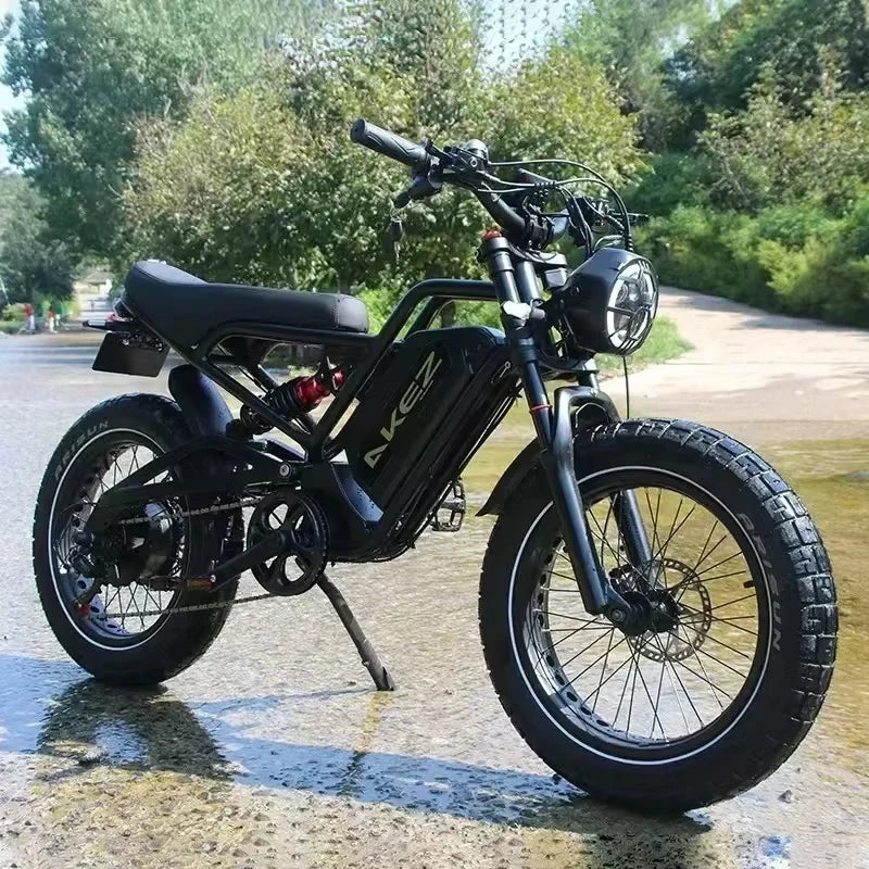 Electric Bicycle AKEZ 1500W Motor 52V25AH Battery adult E-bike Hydraulic Brake mountain Off-road 20*4.0 Inch Fat Electric Bike