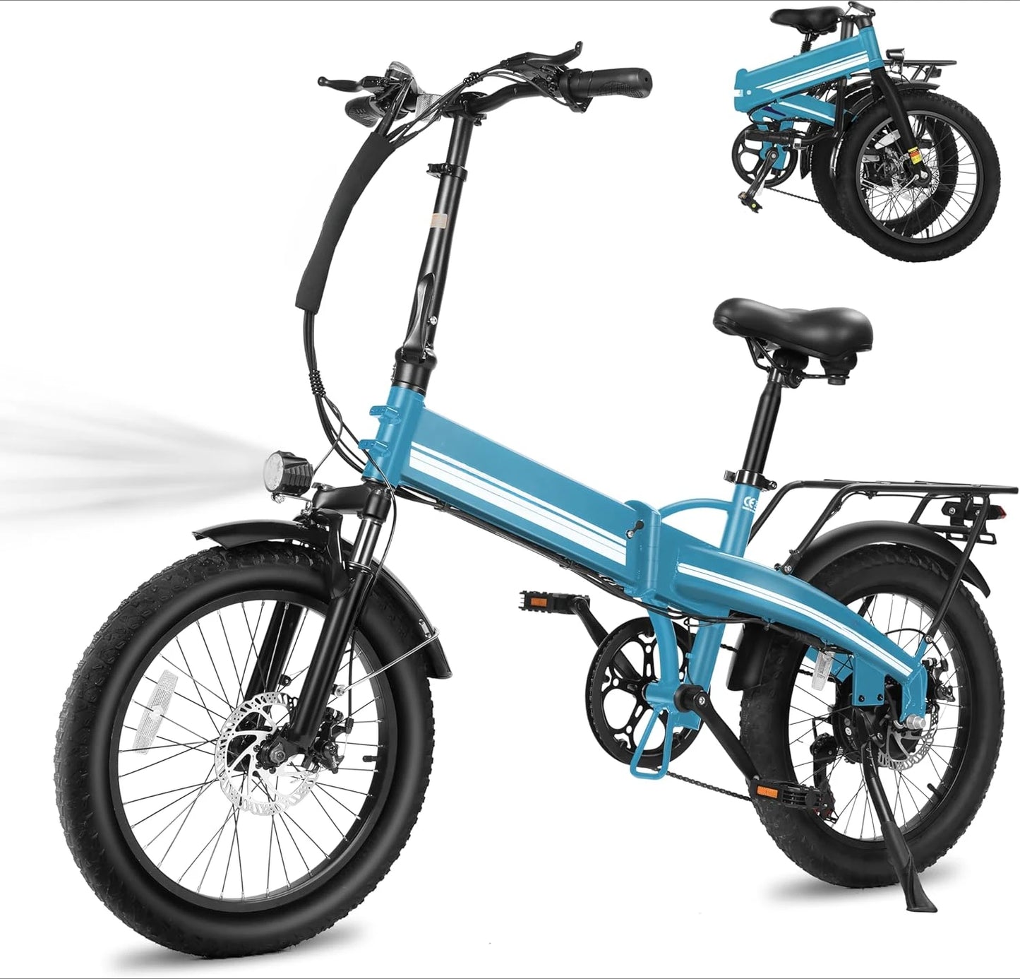 Electric Bike Peak 1000W, 55Miles 28Mph Top Speed, 20" Fat Tire Folding Electric Bicycle, 48V 10.4Ah Removable Battery Ebike
