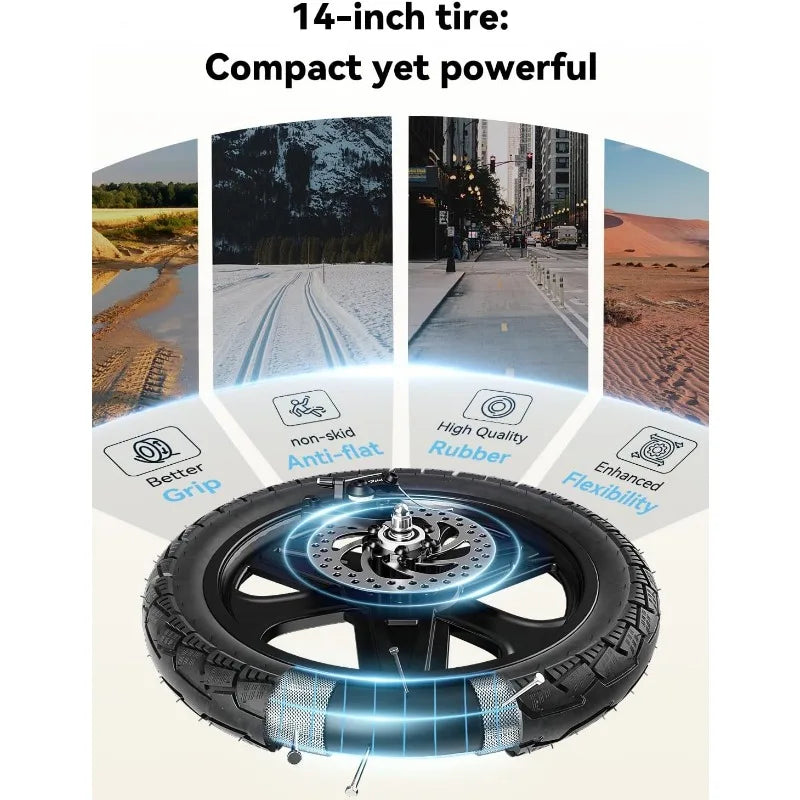 Jasion Electric Bike for Adults & Teens with 600W Peak Motor, 20mph, 20 Miles Range, 14'' Folding E-Bike with Rear Suspension