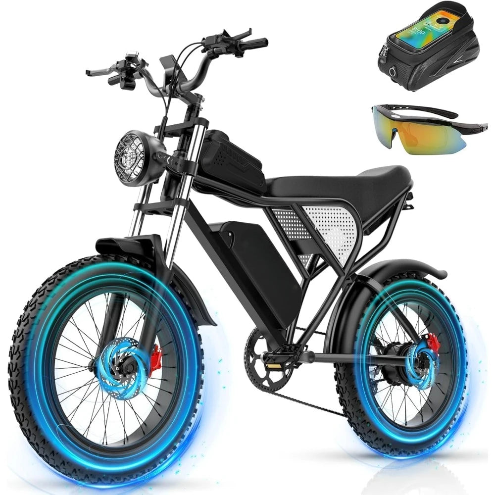 Electric Bike for Adults 1500W Peak, 48V20AH, All Terrain for Mountains, Snow, Sand, Road,20" Fat Tire Dirt Bike
