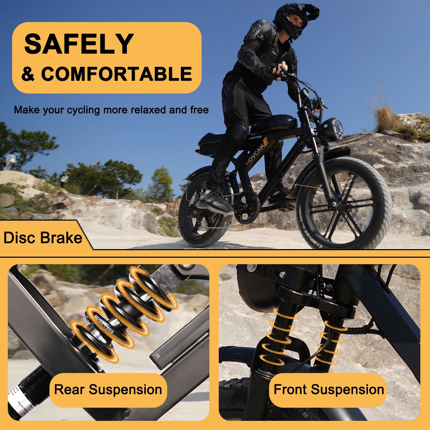 Movcan, V30, Adult Electric Bike, 20MPH 40 Miles, 750W Brushless Motor, Removable Battery 48V 15.6AH, Commuter Electric Bike