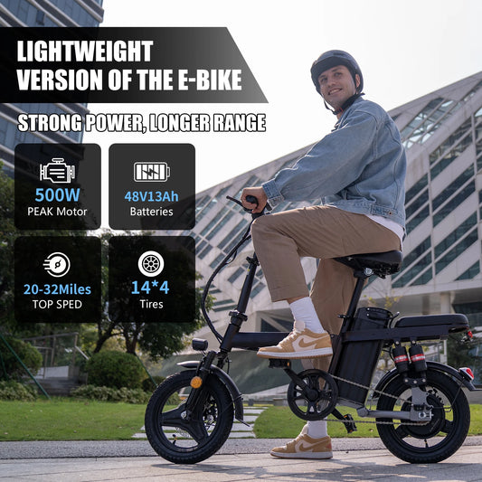 Electric Bike for Adults, 48V 15AH Removable Battery,20MPH 35Miles 500W Brushless Motor Commuting Ebikes for Women Men