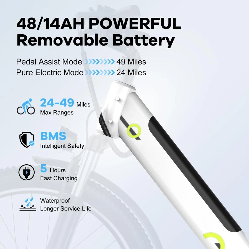 Electric Bike,up 80 Miles Removable Battery Ebike, 26" Electric E Bike with 7-Speed,Adult Electric Bicycles