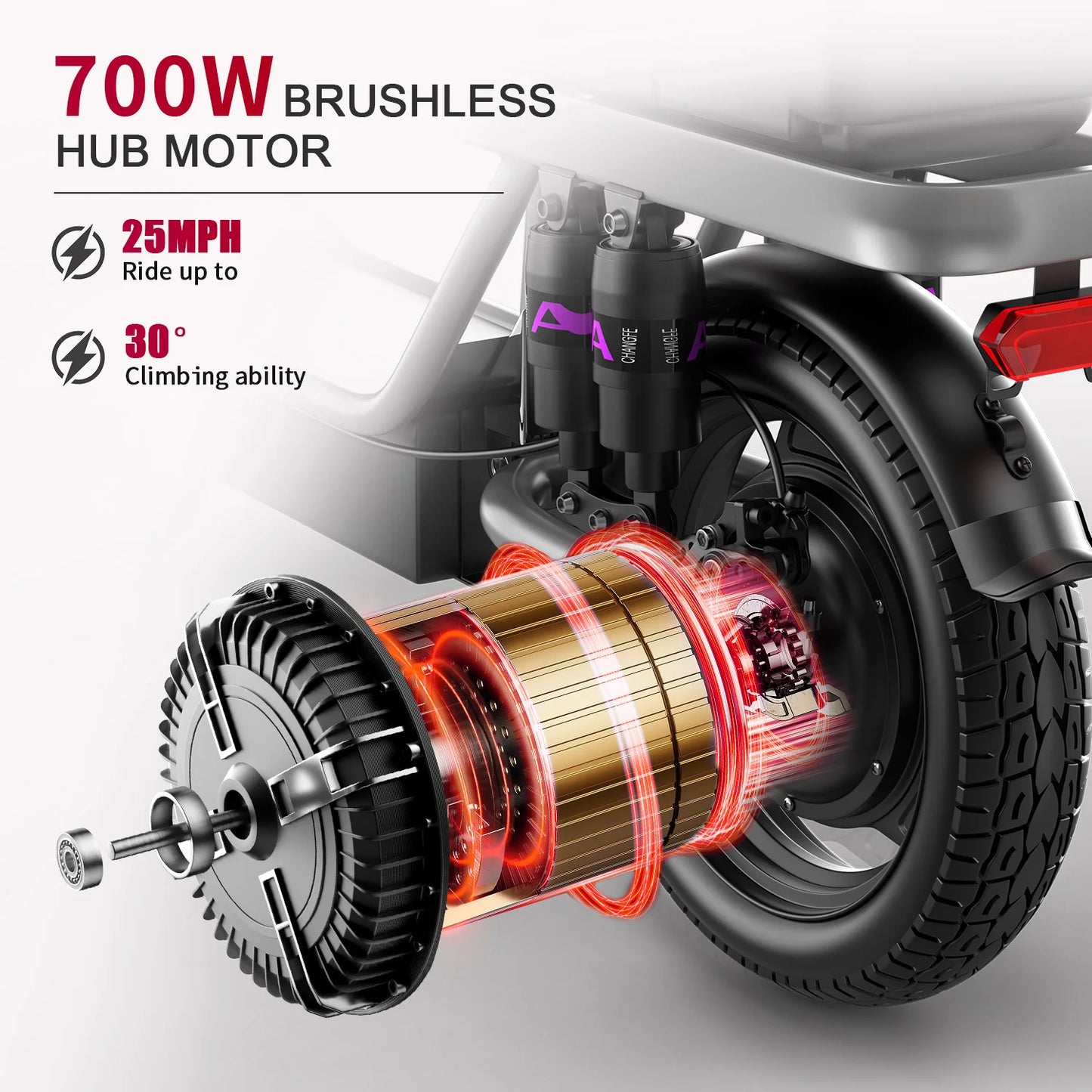 Electric Scooter for Adults, 700W Peak Motor, 48V 15Ah Battery,300lbs Max Load,Foldable Commuting Scooter with Adjustable Seat