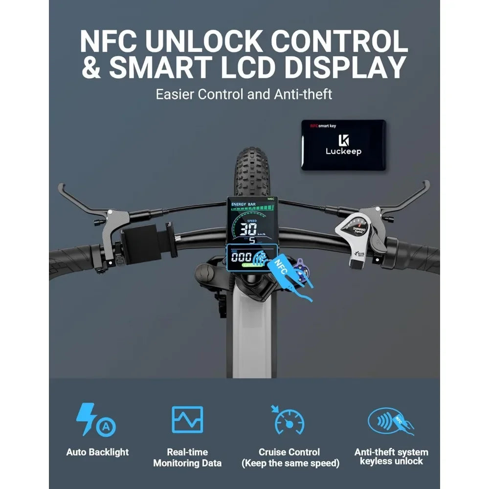 Folding Electric Bike for Adults,Fat Tire Foldable Ebike,1200W Peak Motor,28MPH 60 Miles,w/ NFC/Anti-Theft/Hydraulic Brakes/APP