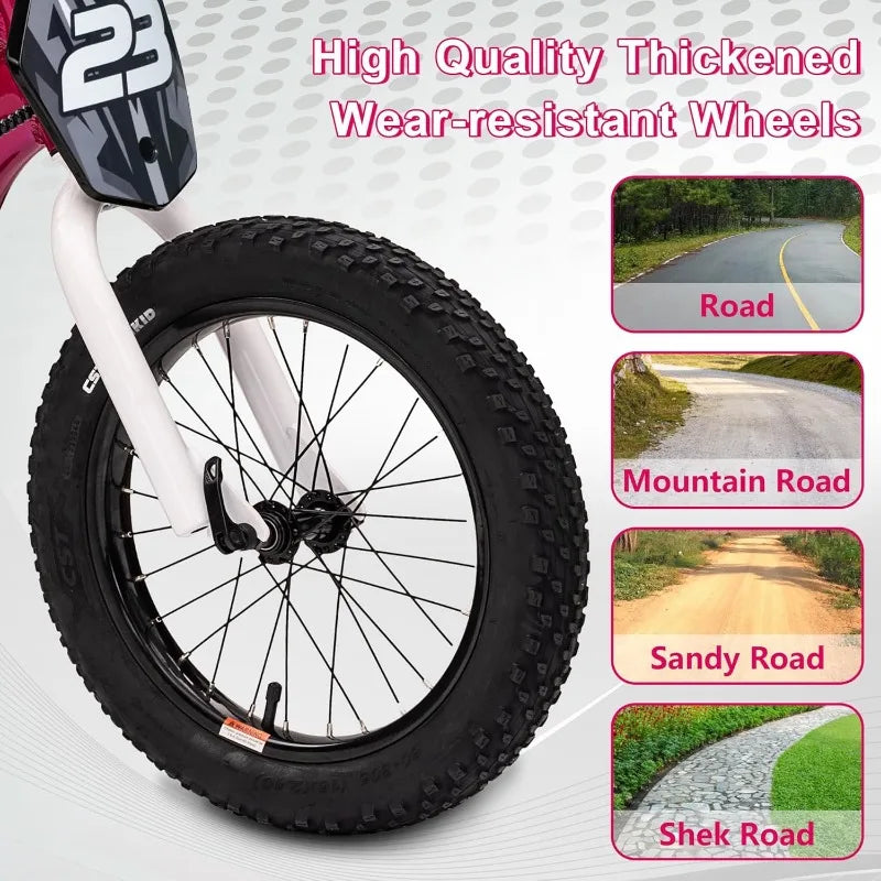 Electric Dirt Bike Kids Ages 6-12, 250W Motorcycle Up 5.5MPH 24V Detachable Battery 16'' Inflatable Tire Balance Bike(Pink)