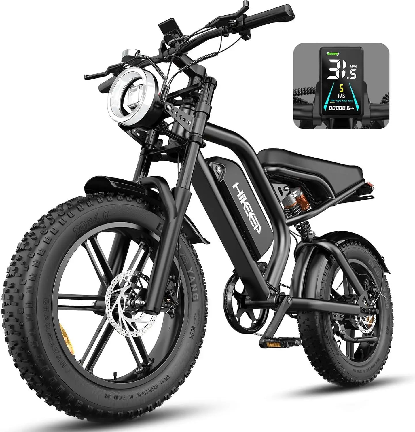 Electric Bike,20”x 4”Fat Tire，Peak 1500W Motor,7 Speed Electric Motorcycle Bicycle, 48V15AH/13AH Battery 3 Riding Modes Up to