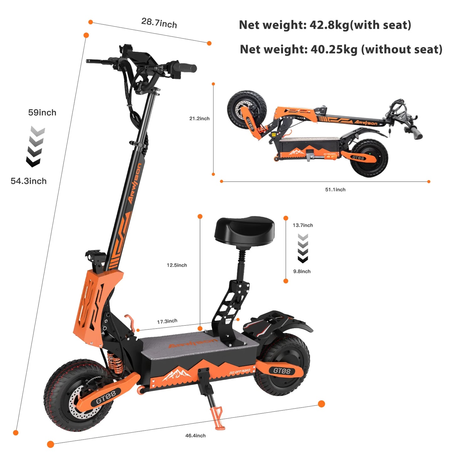 Electric Scooter For Adults 5600W Dual Motor 60V27AH Folding E-Scooter With Adjustable Seat 50MPH 11'' Off-Road Tires Escooter