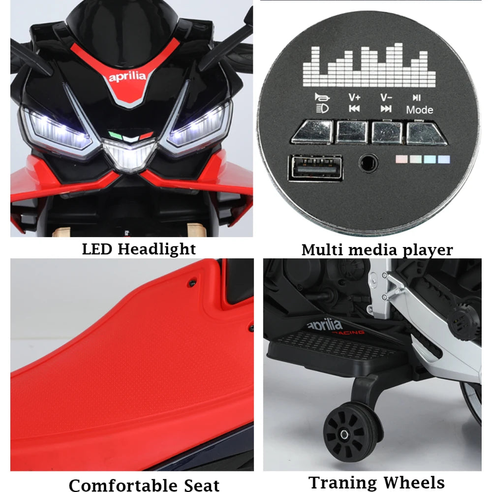 Kids Ride On Motorcycle 2MPH Top Speed,Motorbike Electric,Ride On Motorcycle for Kids with Shock Absorber/Training Wheels