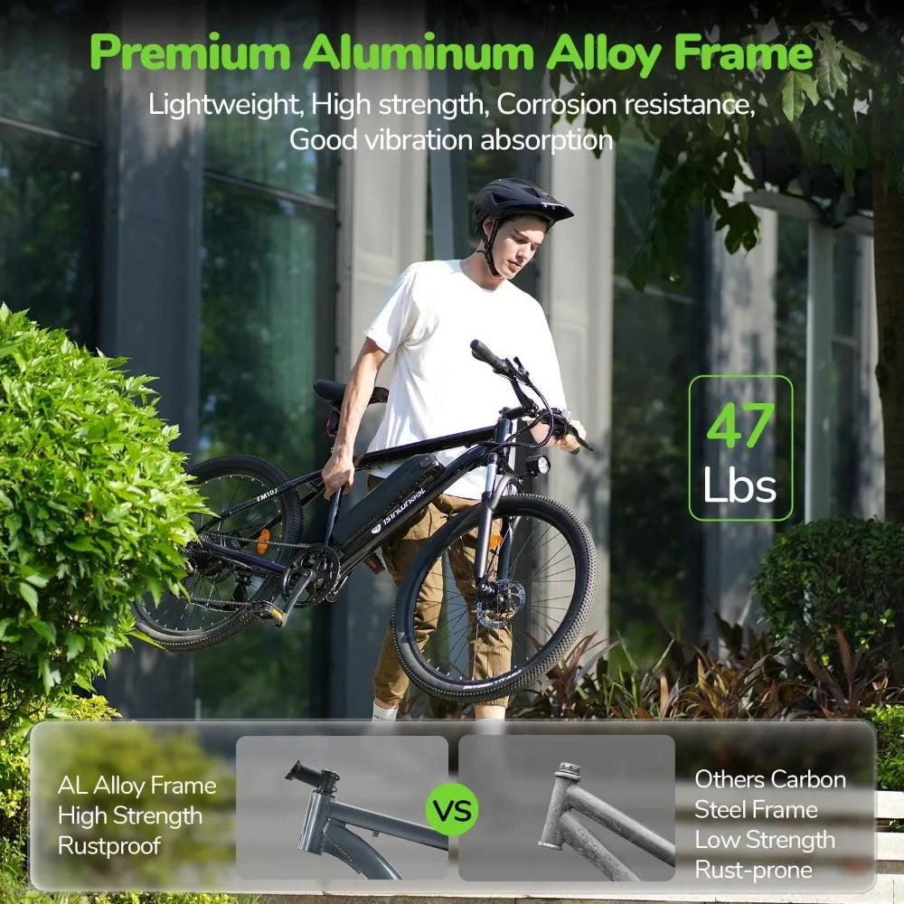 26 inch commuting electric mountain bike 20MPH with a maximum range of 55+miles, detachable battery, professional 35 speed, 500W