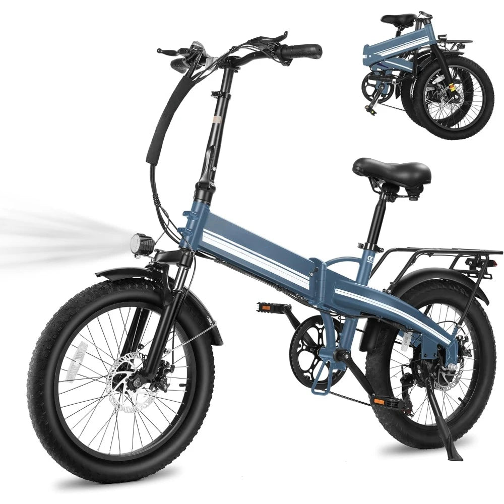 Electric Bike Peak 1000W, 55Miles 28Mph Top Speed, 20" Fat Tire Folding Electric Bicycle, 48V 10.4Ah Removable Battery Ebike