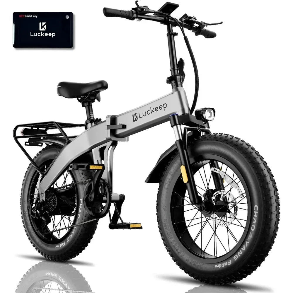 Folding Electric Bike for Adults,Fat Tire Foldable Ebike,1200W Peak Motor,28MPH 60 Miles,w/ NFC/Anti-Theft/Hydraulic Brakes/APP